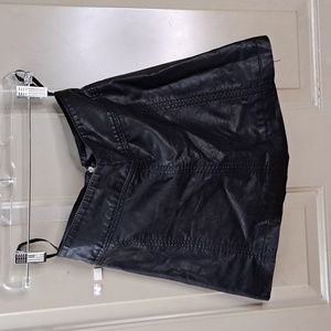 Free People Black Leather Mini Skirt